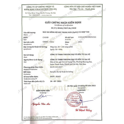 Máy Đo Nồng Độ Oxy Trong Máu SpO2 CHIDO Nhật Bản