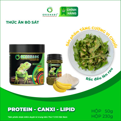 Thức ăn bò sát Iguana Baby GREENABC vị chuối dùng cho Iguana từ mới nở cho đến giúp tăng kích thước, lên màu đẹp, phòng chống MBD, teo đuôi – Hộp 230g