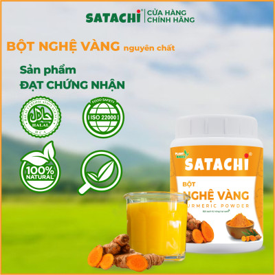 Bột Nghệ Vàng nguyên chất SATACHI. Tăng cường miễn dịch, sức khỏe tim mạch, ngủ ngon. Hộp 128g