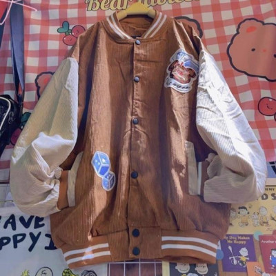 Áo khoát kaki nam nữ NHUNG GÂN Thêu Gấu Uc cute thời trang-A792