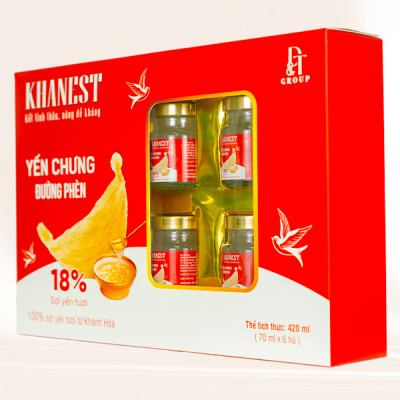 Yến Chưng Đường Phèn KHANEST - Hộp quà 6 hũ - Bồi Bổ Sức Khỏe