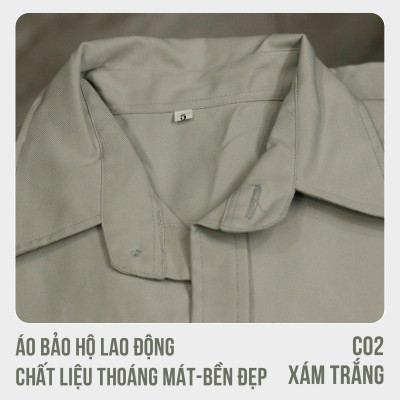 Áo bảo hộ lao động, chất liệu thoáng mát, bền đẹp - Mã C02 ( Xám Trắng)