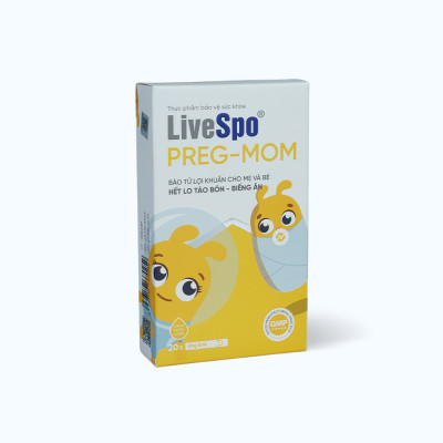 Dung dịch LIVESPO Preg - Mom bổ sung men vi sinh hỗ trợ giảm táo bón và biếng ăn (Hộp 20 ống)