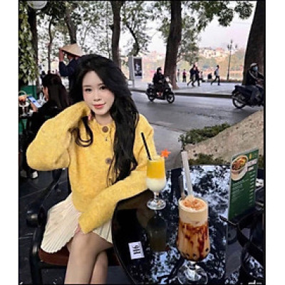 Áo len cardigan vàng siêu HOT 2025