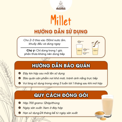 Sữa Hạt Gạo Lứt Hữu Cơ Millet Gói 30g Vị Kê Nhập Khẩu Malaysia Cho Trẻ Từ 3 Tuổi & Cả Gia Đình Bổ Sung Dinh Dưỡng Vegan - 24grains