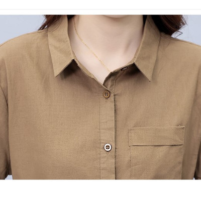 Đầm sơ mi nữ ngắn tay công sở, Váy suông Linen nữ kèm dây rút eo, chất linen mát Haint Boutique