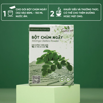 Bột chùm ngây nguyên chất Goce - 45g (15 gói x 3g) ST
