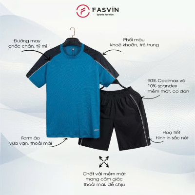 Bộ Quần ÁoThể Thao Nam FASVIN AT25660.HN Chất Coolmax Hàng Nhà Máy Chất Liệu tốt Phom Dáng Đẹp