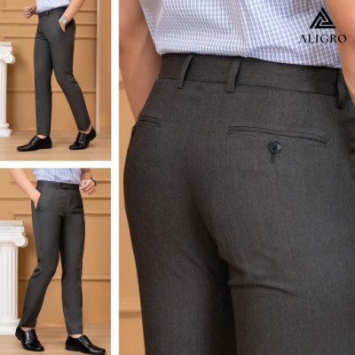 Quần âu nam ALIGRO thiết kế dáng quần ôm không ly, tôn dáng, màu ghi Algo8004