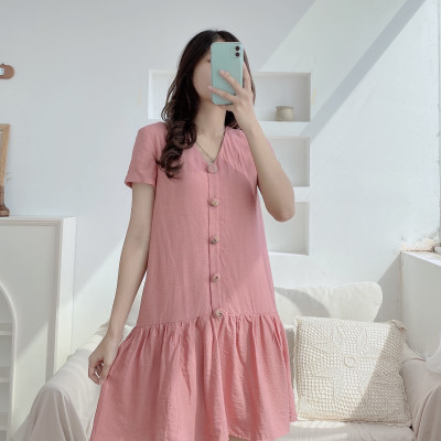 Váy đầm suông đuôi cá màu hồng Pisces dress Burny V4004459