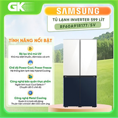 Tủ lạnh BESPOKE Multidoor Samsung Inverter 599L RF60A91R177/SV (Trắng/Xanh Navy)