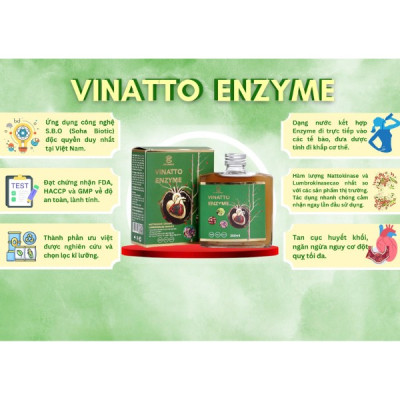 Nước uống Vinatto Enzyme - Bảo vệ sức khỏe tim mạch, giảm cholesterol - Hộp 250ml