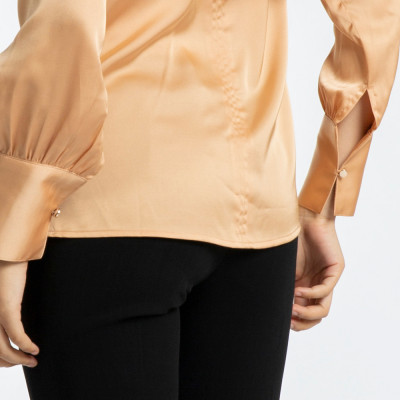 Áo Kiểu Nữ Áo Lụa Tay Dài Thời trang thiết kế Hity TOP103 (Nghệ Tây Saffron)