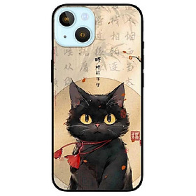 Ốp lưng cho IPhone 14 - 14 Plus - 14 Pro - 14 Pro Max - Mèo Đen Nơ Đỏ - Hàng Chính Hãng
