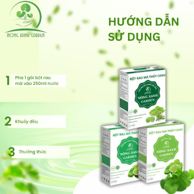 Nông Xanh Garden Combo 3 Hộp Bột Rau Má Thủy Canh Nguyên Chất + Có Đường + Đậu Xanh Cốt Dừa Hộp 15 gói hòa tan uống liền, dễ uống, thanh nhiệt, thải độc, làm đẹp da