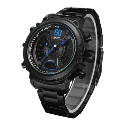 Đồng hồ nam kỹ thuật số 3ATM Đèn nền LCD chống nước Phát sáng Thể thao thời gian kép WEIDE WH6905