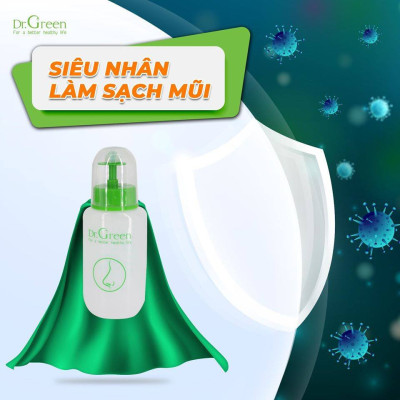 Bình rửa mũi Dr.Green|1 bình kèm 10 gói muối biển nha đam| Rửa mũi cho bé và người lớn| hỗ trợ điều trị viêm mũi, sổ mũi, viêm mũi dị ứng, viêm xoang
