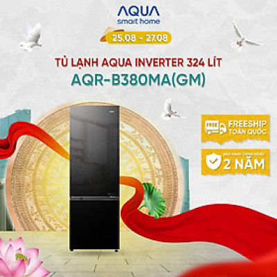 Freeship toàn quốc - Tủ lạnh ngăn đông dưới Aqua Inverter 324 lít AQR-B380MA(GM) - Bảo hành 2 năm - Hàng chính hãng