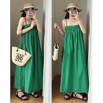 Váy 2 dây suông chất thô Hàn mang hè siêu mát