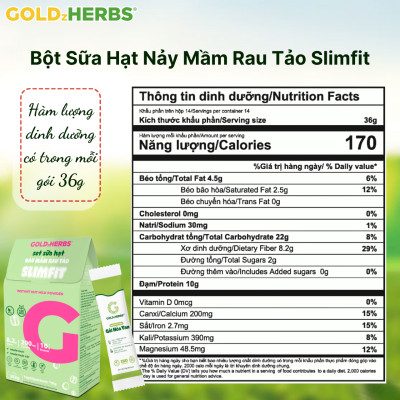 Hàng chính hãng - Bột sữa hạt nảy mầm rau tảo GoldzHerbs Slimfit - 12 gói/ 252g/ 500g