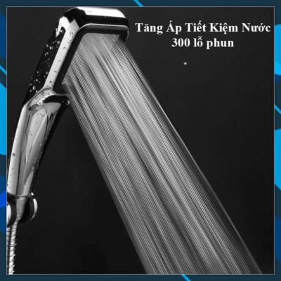 Đầu vòi sen vuông Tăng áp 300 lỗ cao cấp 206787 bạc 