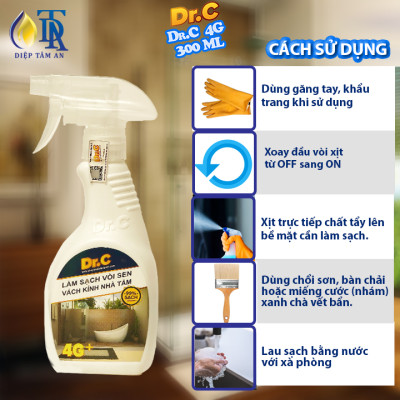 Combo Nước Lau Bếp Đa Năng,Tẩy Xoong Nồi Siêu Sạch+Tẩy Cặn Canxi Nhà Tắm,Tẩy Vách Kính Vòi Sen Inox,Tẩy Ố Vàng Nhà Vệ Sinh 4G Dr.C
