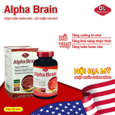 Alpha Brain Olympian Labs hộp 60 viên bổ não giảm đau đầu chóng mặt giảm căng thẳng tăng trí nhớ