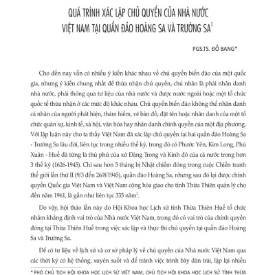 Quá Trình Xác Lập Của Nhà Nước Việt Nam Tại Quần Đảo Hoàng Sa Và Trường Sa