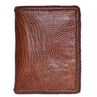 HP2450 - Bóp nam Huy Hoàng da đà điểu da trơn đan viền kiểu đứng màu vàng bò