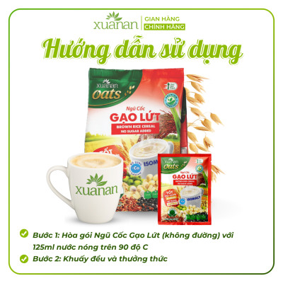 Combo 11 Túi Ngũ Cốc Gạo Lứt No Sugar Xuân An [đường ăn kiêng] 400G {25g*16 gói}(Tặng Kèm 11 Túi Yến Mạch 150G)
