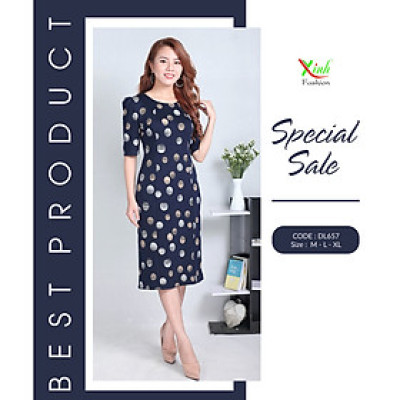 Đầm suông bi hiệu ứng ThoiTrangXinh DL657