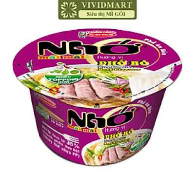 ACECOOK - Phở tô Nhớ Mãi Mãi hương vị Bò, Tô Nhớ Mãi Mãi phở bò, Phở Nhớ ăn liền (74g/tô)