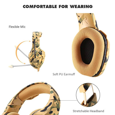 Tai nghe gắn trên đầu 3.5mm ONIKUMA K1B chơi game có dây với bộ điều khiển 50mm Micrô giảm tiếng ồn 