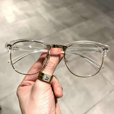 Kính Trong suốt dáng CLub nửa viền unisex cho nam nữ