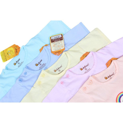 Sơ sinh - Áo sơ sinh màu cái nút vai tay ngắn in chuyển nhiệt BABIBOO BB31