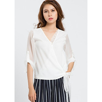 Áo Đắp Vạt Phối Ren Hity TOP087 (Trắng Kim Cương)