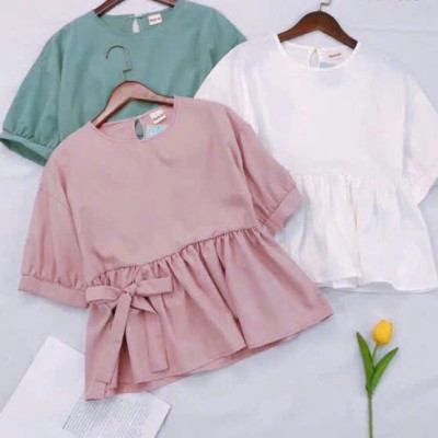 Áo kiểu nữ đẹp form rộng hàng Quảng châu, chất liệu vải mềm mát, phong cách Hàn Quốc, Áo Babydoll tay ngắn NeSa Shop