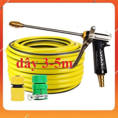 ️Evoucher Bộ dây vòi xịt nước rửa xe, tưới cây , tăng áp 3 lần, loại 3m, 5m 206318Dđầu đồng, cút, nối PE, d.vàng