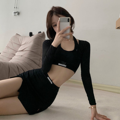 Bộ đồ bơi bikini nữ 2 mảnh kín đáo quần short áo tay dài đi tắm biển, tập yoga, tập gym - B.31