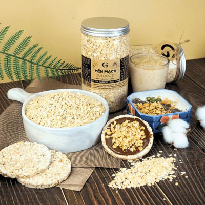 Yến Mạch Tươi Cán Mỏng (Cán Dẹt) GUfoods 500g - Ăn Kiêng, Giàu Chất Xơ, Hỗ Trợ Giảm Cân, Tập Gym, Eat Clean