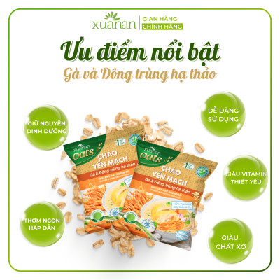 Cháo Yến Mạch Thịt Gà & Đông Trùng Hạ Thảo Xuân An Gói 40G ( Mua 6 Gói Tặng Kèm 1 Gói)