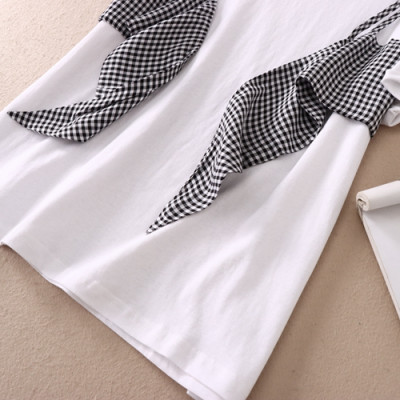 Áo thun nữ cổ tròn thiết kế giả yếm thắt nơ thời trang, chất thun mềm co giãn Haint Boutique A10