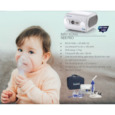 Trọn bộ máy xông mũi họng cao cấp Biohealth NEB PRO dùng cho người lớn và trẻ em, điều chỉnh được tốc độ phun