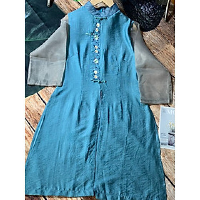 Áo sơ mi váy dáng dài, chất liệu đũi mềm mịn, áo dài cách tân nữ form dài rộng kiểu Hàn Quốc, NeSa Shop ACT01