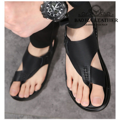 Dép nam xỏ ngón da trơn BHD55216 Dép quai hậu, thoải mái, êm chân, dễ chịu