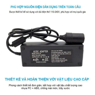 Đổi Nguồn 220V-12V Có Tẩu Cắm Chuẩn – Phù Hợp Với Máy Bơm Lốp , Các Thiết Bị 12V Khác, ĐÈN TRANG TRÍ , ĐỒNG HỒ TREO TƯỜNG