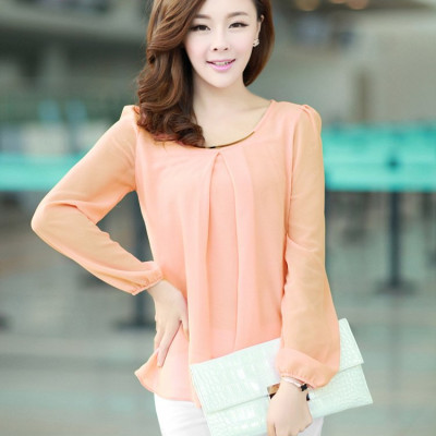 Áo kiểu nữ thiết kế dài tay vải trơn ale29