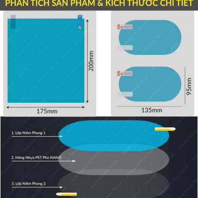 Bộ Miếng Dán Chống Nước Gương Ô Tô Xe Máy Dán Kính Chống Mưa Chống Đọng Nước Phủ NANO Cao Cấp