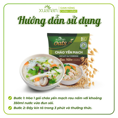 Cháo Yến Mạch Rau Nấm Xuân An Gói 40G [chay dùng được] (Mua 6 Gói Tặng Kèm 1 Gói)