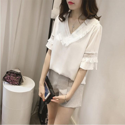 Áo kiểu cổ V phối tua rua sm36